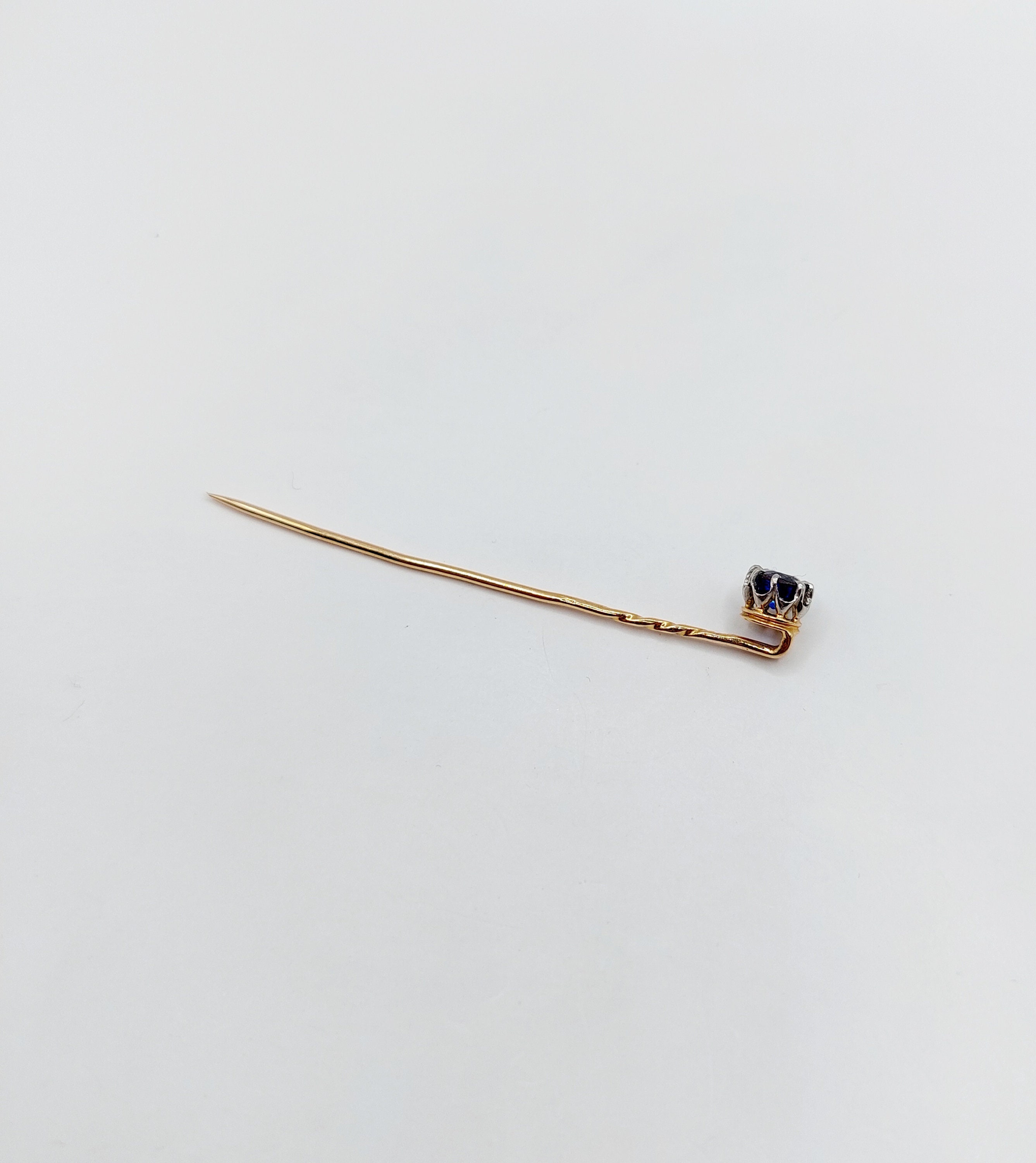 Épingle Antique Or Rose 18k Pierre Bleue Pour Cravate Ou Chapeau - Circa 1900, Occasion