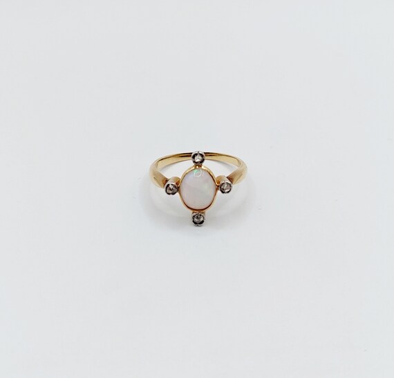 French antique 18k gold set with an opal cabochon… - image 7