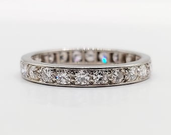 Alliance américaine or blanc 18k ornée de 0,72 carat de diamants taille brillants (circa 1970) art deco