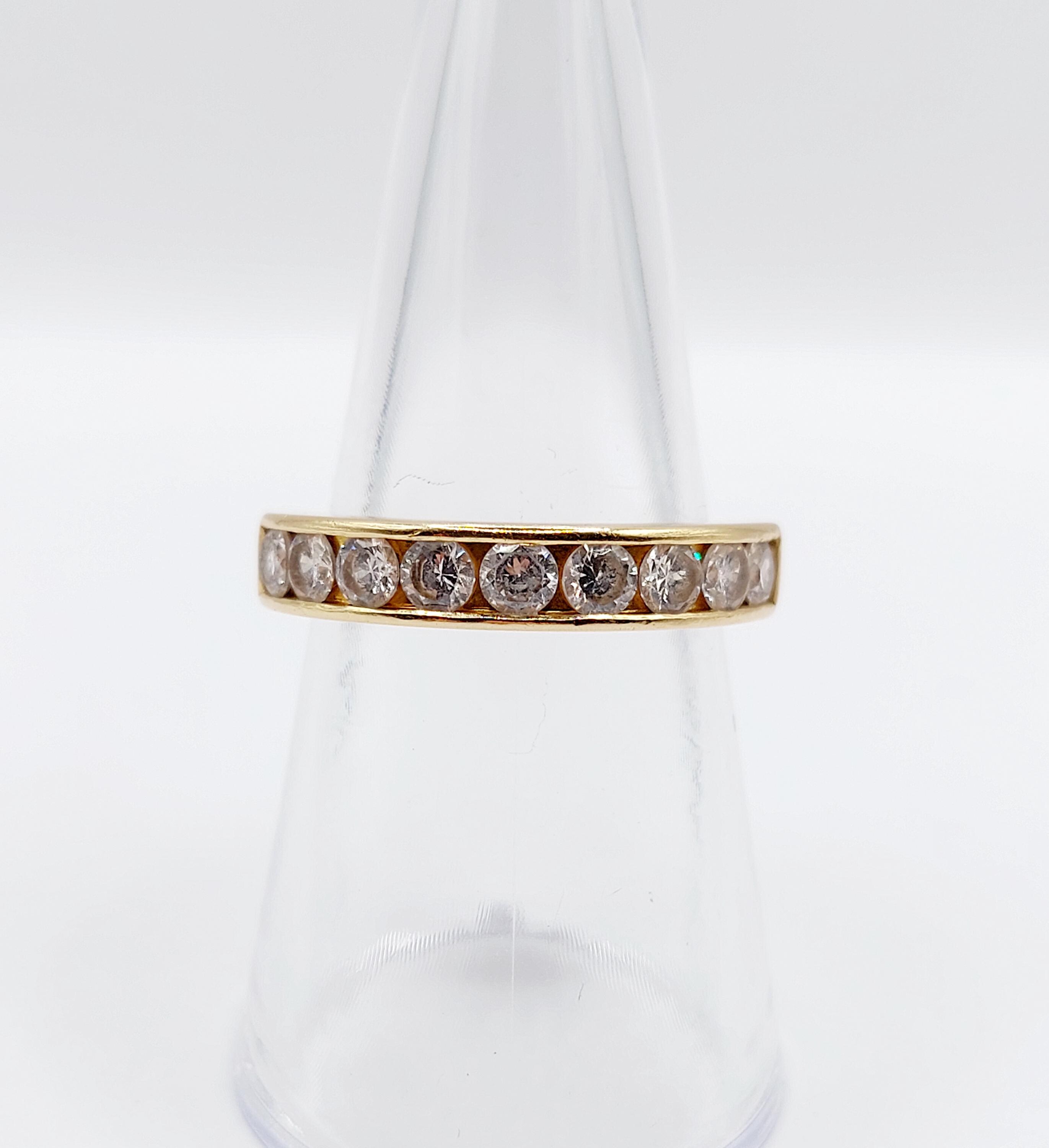 Demi-alliance Or 18k Sertie De Zircons - Taille 54, Style Art Déco, éternité, Occasion