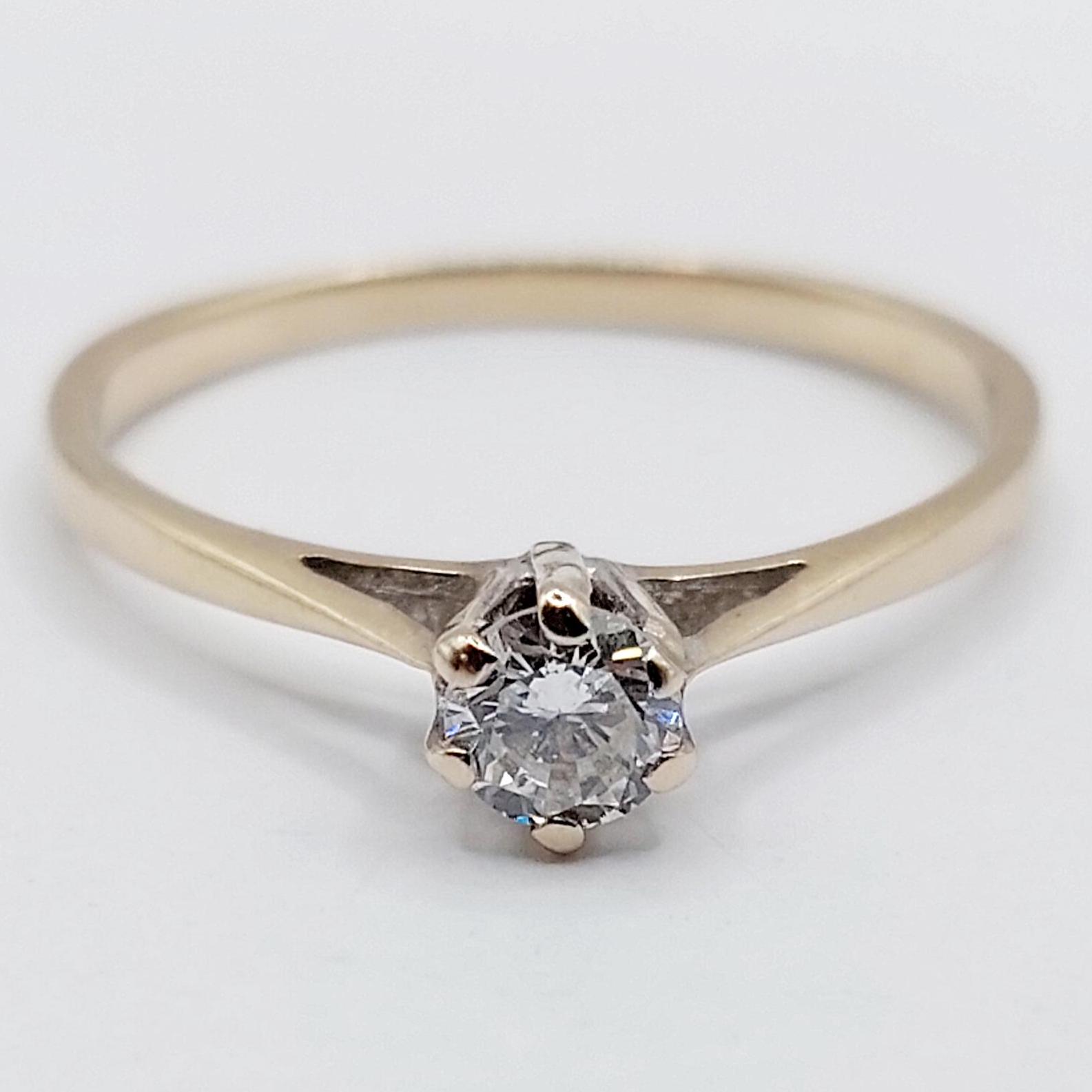 Bague Solitaire Art Déco Or Blanc 18k Avec Diamant 0,19 Carats - Taille 51 - Occasion