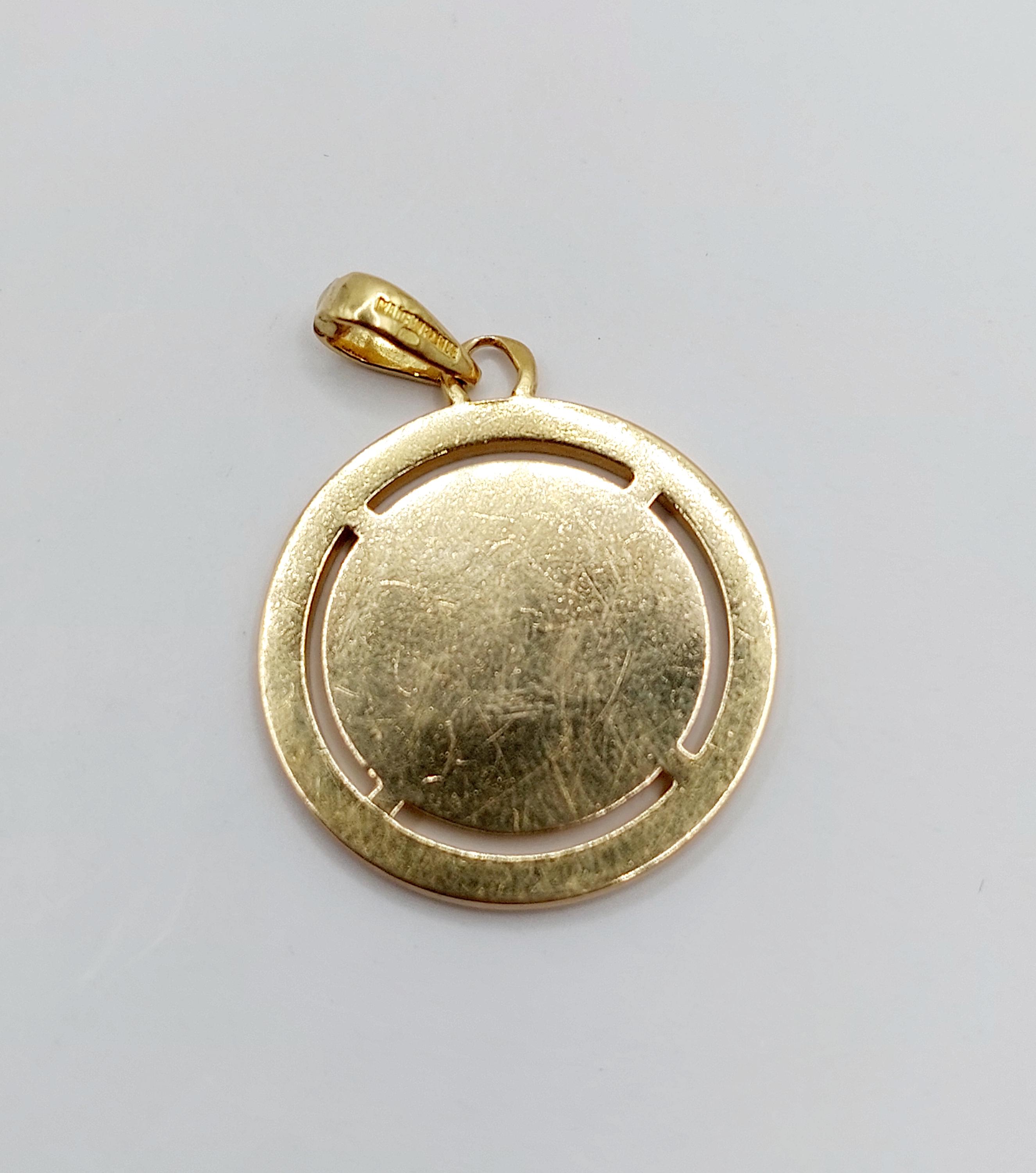 Pendentif Médaille D'Amour AUGIS Or 18k - Rubis & Diamants Calibrés (23mm) - Occasion Portée