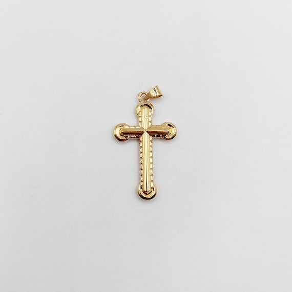 Vintage French cross pendant 18k gold finely deco… - image 3