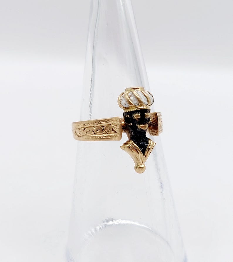 Victorian Ring 14k Rose Gold Finely Crafted and Enameled Moor's Head ...