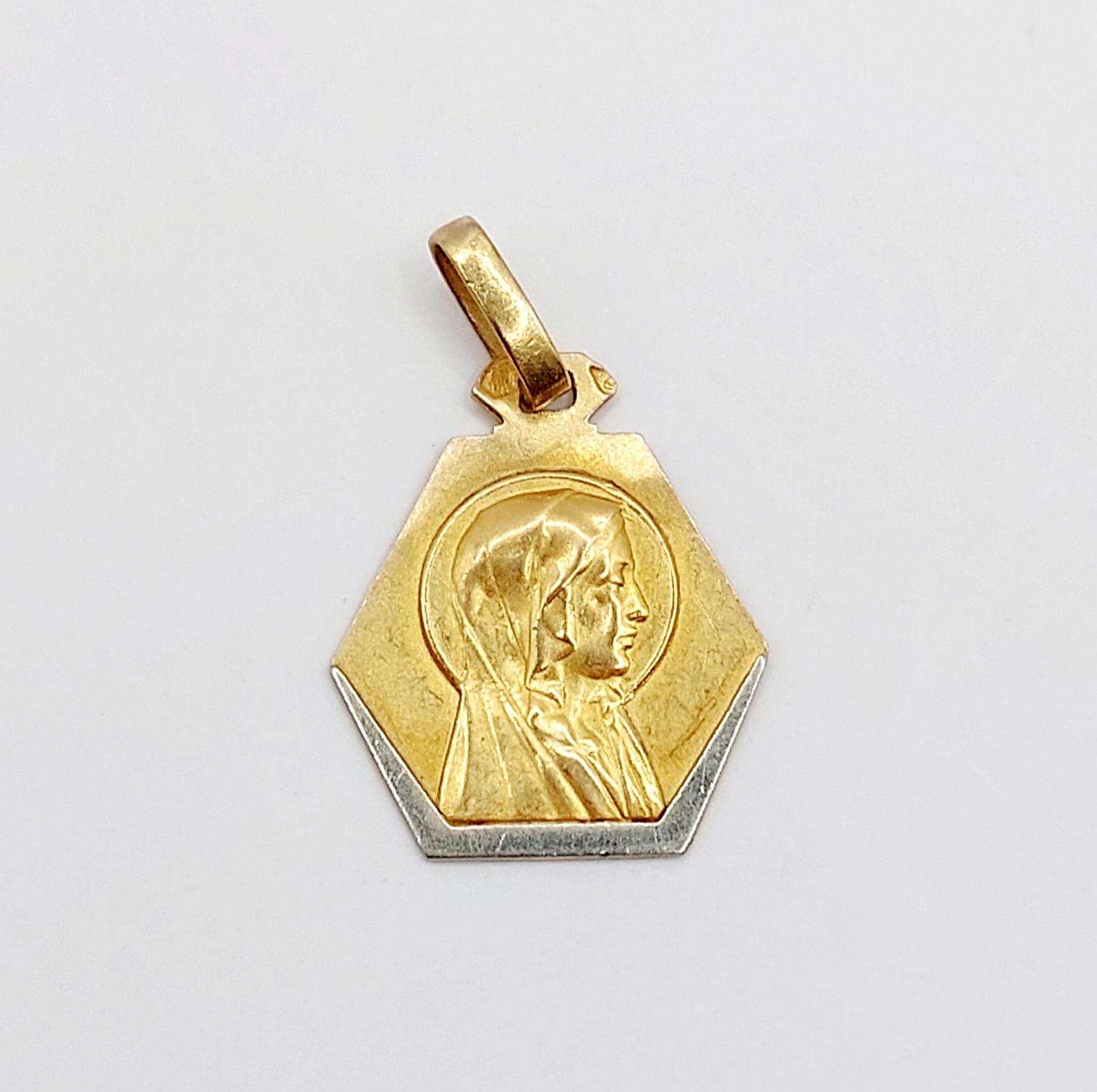 Pendentif Médaille Ancien - Plaqué Or, Dauphin, Style Art Déco/Art Nouveau