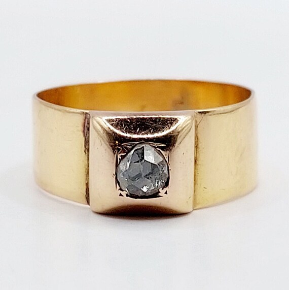 Bague chevaliere antique or rose 18k ornee d un diamant taille en rose circa 1900 Etsy France