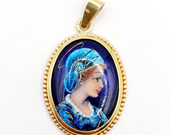 Broche Antique En Or 18k Avec Camée Blanc Sur Coquille - Agate Naturelle - Bijou Ancien De Collection