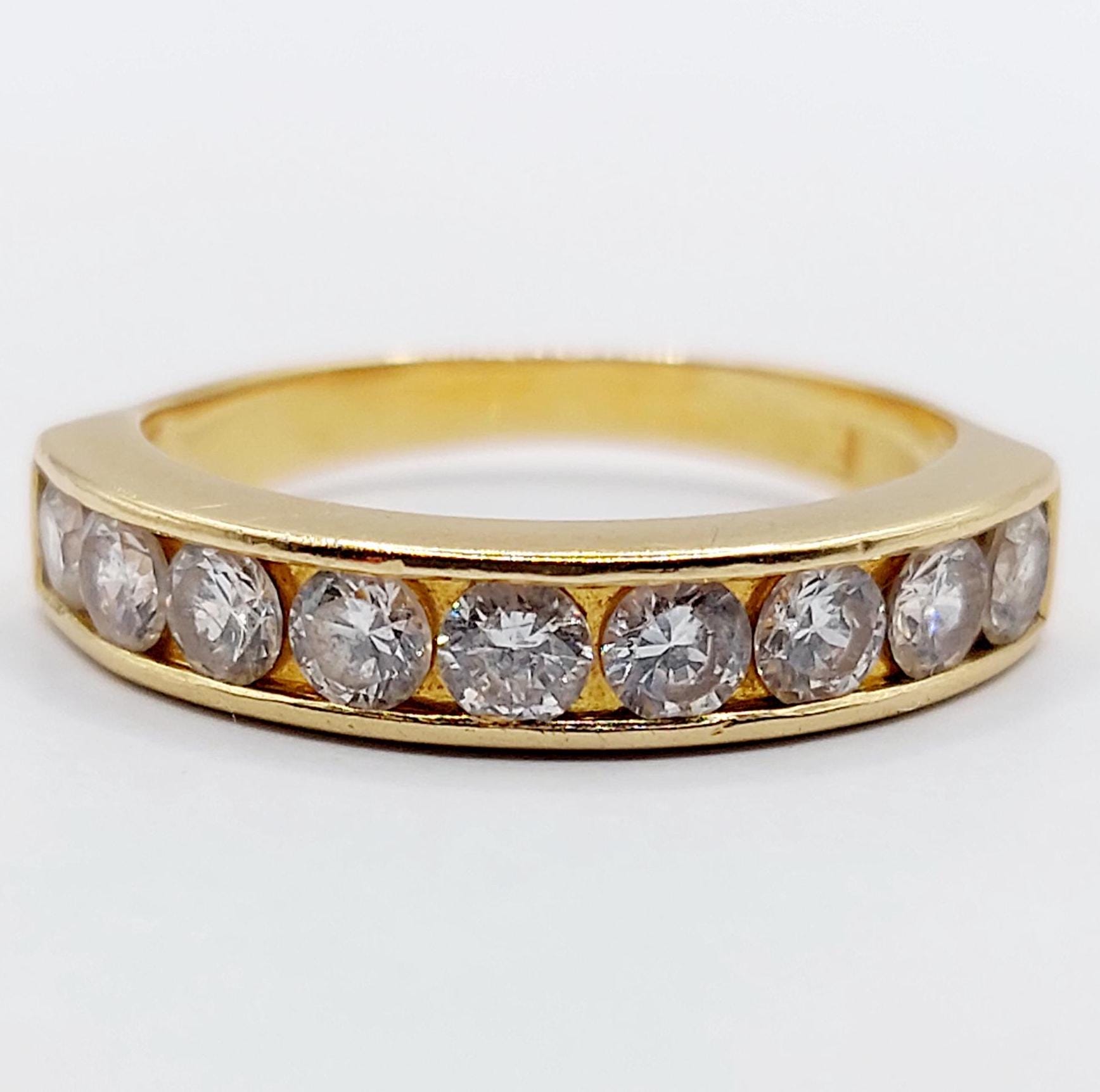 French Half Eternity Band 18k Gold Set With Brilliant Cut