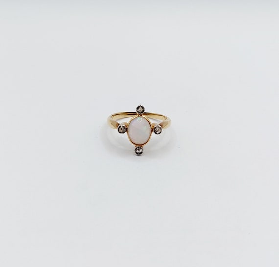 French antique 18k gold set with an opal cabochon… - image 4