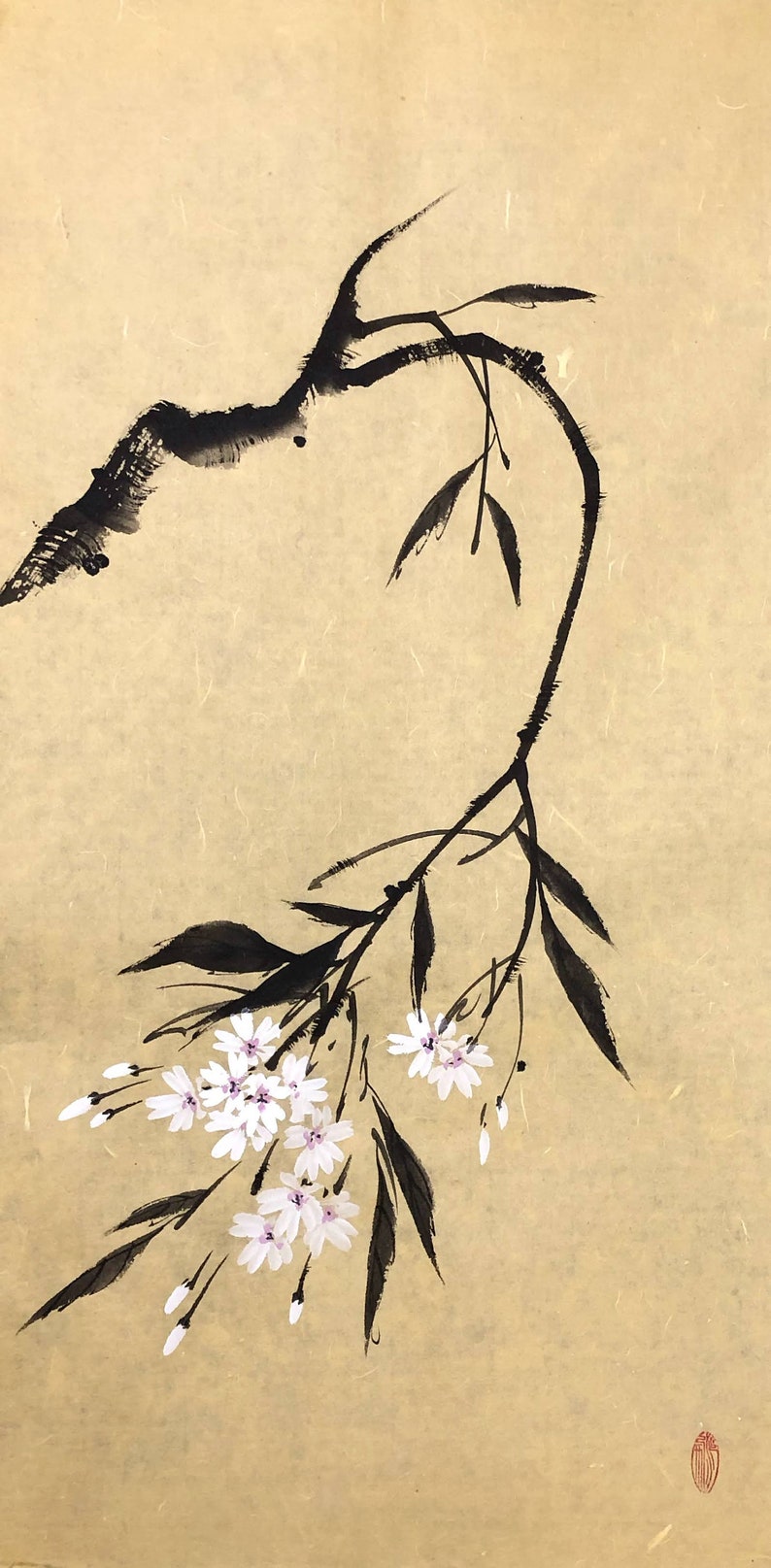 Sakura Original Painting Japanese Ink Painting Sumie | Etsy