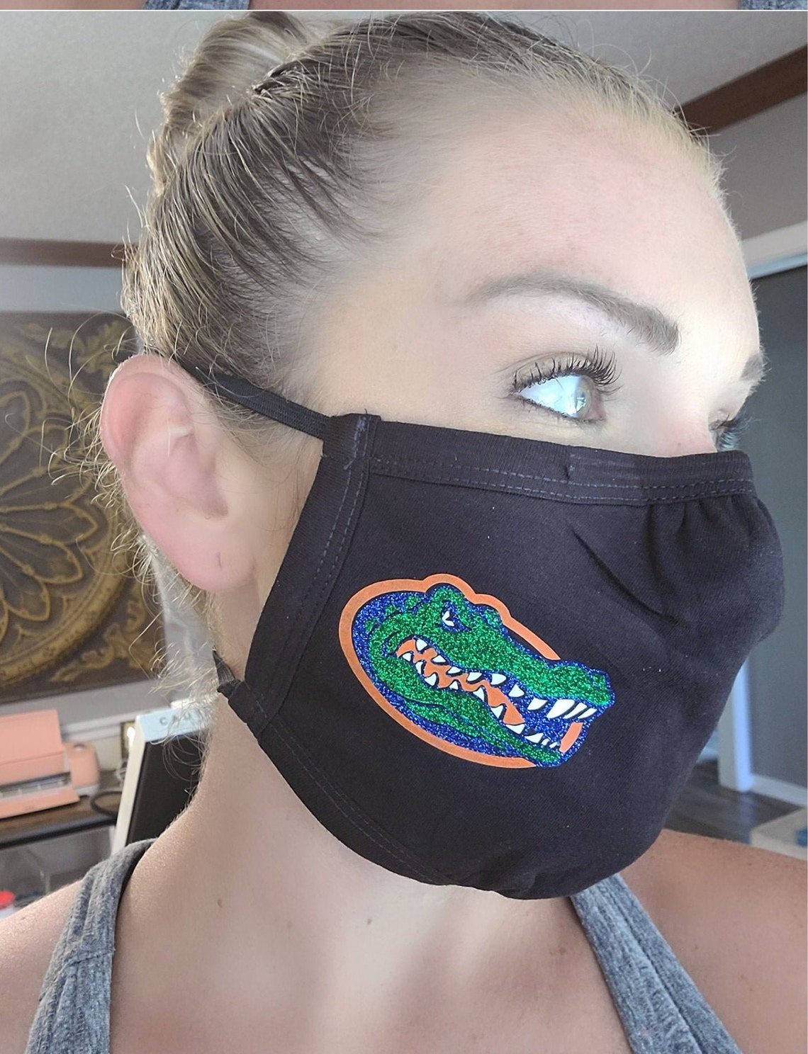 Gators Mask With Nose Wire / Florida Face Mask / Glitter Etsy