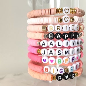 CUSTOM WORD BRACELET | Name Bracelet | Name Bead Bracelet | Clay Bead Letter | Rainbow Name Bracelet | Initial Disc Bracelet | Heishi