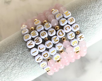 LETTER BEAD Bracelet - Custom Word Bracelet | Gemstone Jewellry | Big Sister Gift | WWJD Bracelet | Baby Name Bracelet | Handmade Gifts
