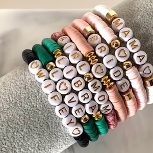 Custom Name Bracelet, Personalized Clay Beaded Couple & Best Friend Bracelet, Perfect Birthday Gift for Her, Bff, Bestie