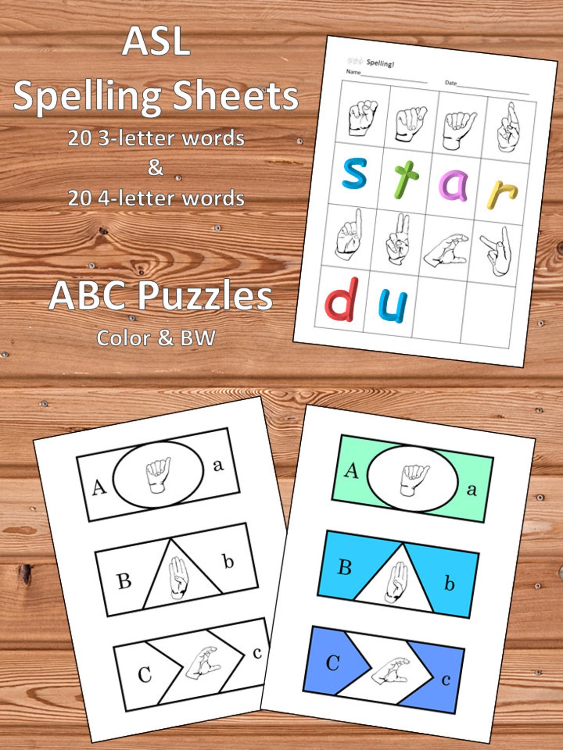 ASL ABCs Printable Puzzle & Spelling Practice for Early | Etsy