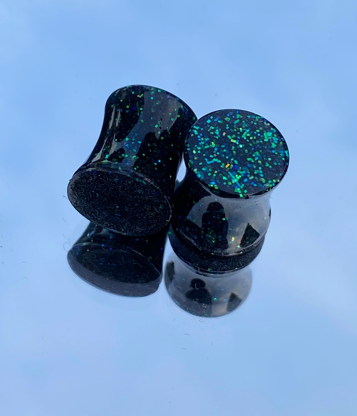 Black Sparkly size 00 10MM Ear Plugs Etsy