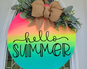 Summer Door hanger, summer decor, front door decor, hello summer Door hanger, home decor, front door wreath