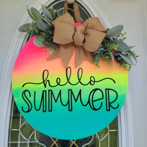 Summer Door hanger, summer decor, front door decor, hello summer Door hanger, home decor, front door wreath