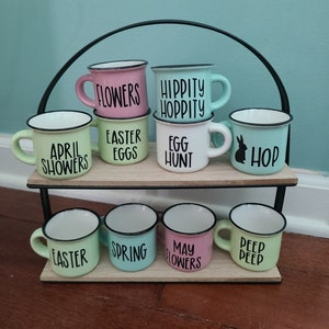 Mini mugs,personalized mini mug,Easter mini mugs,spring mini mugs,spring decor,Easter decor,mini decor, tiered tray decor, farmhouse decor