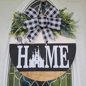 Front door decor, front door hanger, wood wreath, Disney decor, Disney door hanger, mickey mouse decor