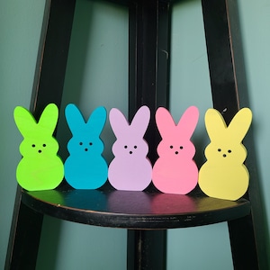 Easter decor, Easter peeps, wood peeps, tiered tray decor, home decor, farmhouse decor, mini decor, wood decor, peeps