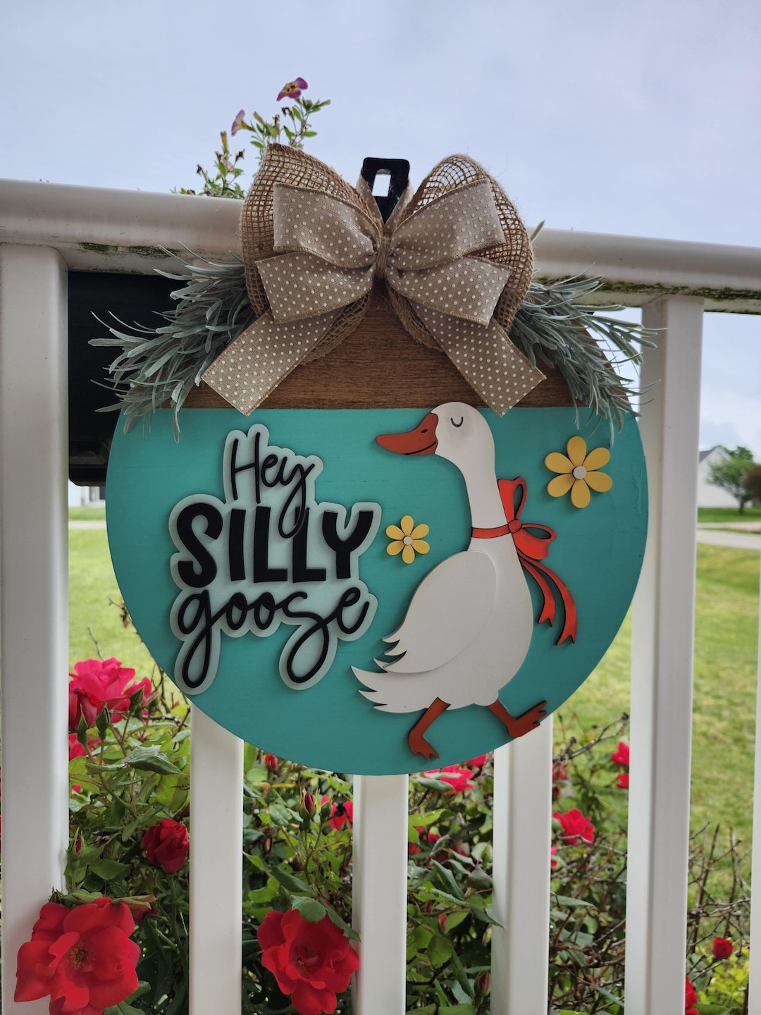 Door Hanger, Silly Goose Door Sign, Door Wreath, Wood Wreath, Front ...