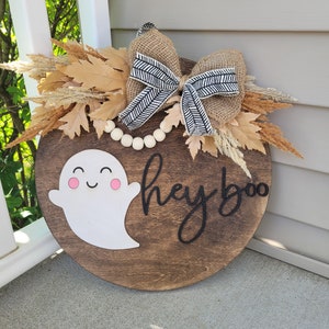 Hey Boo Türkranz, Halloween Dekor, Holz Hausdekor, Türkranz, Haustür Dekor