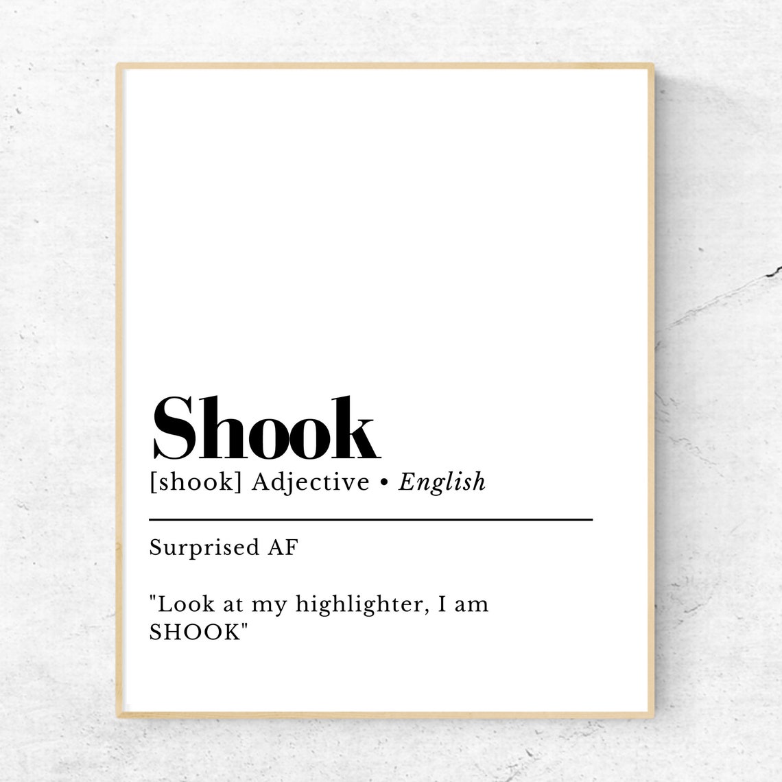Shook Definition Art Print Funny Printable Wall Art Wall Etsy