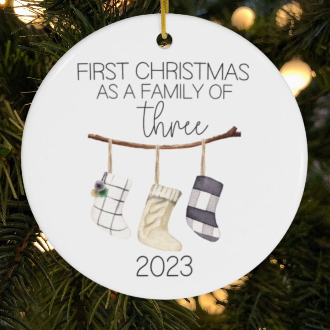 Family of Three Ornament, First Christmas Ornament, Christmas Gift, Personalized Christmas ...