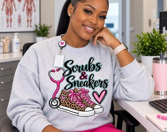 Scrubs Sneakers PNG Nurse Shirt Design Healthcare Worker Sublimation Dtf Dtg Digital Download