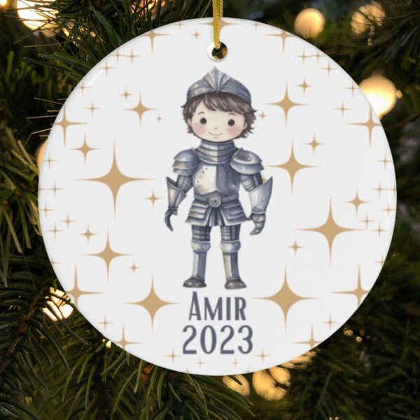 Knight Ornament, Custom Ornament, Christmas Gift, Personalized Christmas Ornament, Children's Christmas Ornament, Boy Ornament, Baby Gift