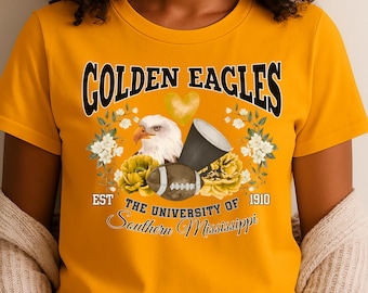 Southern Miss Golden Eagles Shirt USM Sweatshirt Vintage Football & Eagle Tee USM Floral Football Crewneck Game Day Alumni Graduation Gift