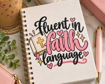 Fluent in Faith Language PNG, Christian Bible Design, Faith Based Sublimation, Dtf, Dtg,  Uv Dtf, Religious Digital Download for Shirts