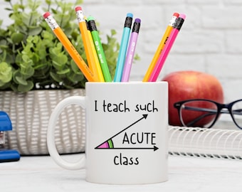 Acute Angle Math Teacher Mug Gift for Teacher Appreciation Teacher Graduate Gift Cute Teacher Mug Ceramic Personalized Math Teacher Name Mug