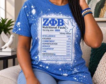 Zeta Phi Beta Nutrition Facts Shirt for ZPB Shirt Bleached Shirt Greek Life Shirt Zeta Phi Beta Sorority Gift Zeta Phi Beta 1920