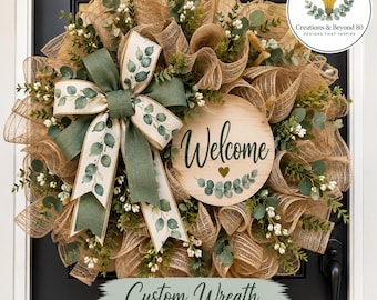 Custom Wreath, Personalized Door Decor, Handmade Deco Mesh Wreath, Made to Order Gift
