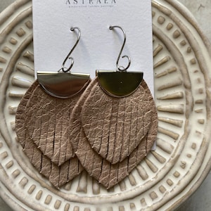 Petite Fringe Leaf Leather Earrings