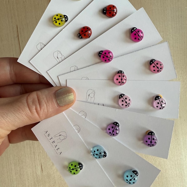 Ladybug Stud Earrings, Cute Bug Earrings, Hypoallergenic Earrings, Kids Earrings, Red Stud Earrings, Gift for Her, Spring Jewelry