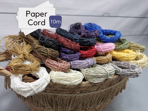PAPER RAFFIA CORD, Diy Craft Twine, Macrame String, Gift Wrapping Rope, 10m  1.5mm 