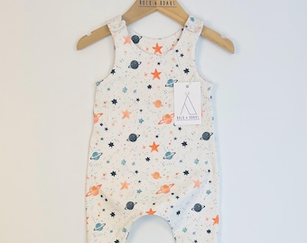 Full-length harem romper - Baby/Toddler  - loose fit - Outer space - Baby shower gift - first birthday gift - unisex