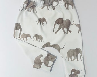 Leggings - Baby/Toddler - Organic cotton - Elephant print - Unisex baby shower gift - 1st birthday gift - Classic or Harem fit