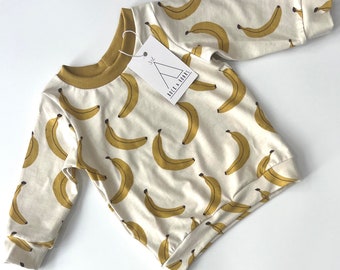 Long-sleeved top - lightweight - Baby, Toddler and Kids - Go Bananas - Organic Banana top - Baby shower gift - Unisex