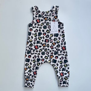 Full-length harem romper - Baby/Toddler - unisex celestial leopard print - Baby shower gift - Baby birthday gift