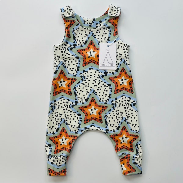 Full-length harem romper - Baby/Toddler -  - loose fit - superstar - Baby shower gift - first birthday gift - unisex