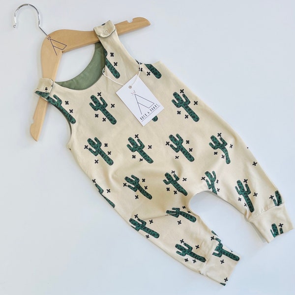 Full-length harem romper - Baby/Toddler  - loose fit - Cactus - Baby shower gift - first birthday gift - unisex
