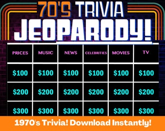 1970&#39;s Trivia, Customizable JEOPARODY, 70&#39;s Trivia Jeoparody Template, 70s Trivia Game, 1970s Editable Jeoparody, Digital Party Game