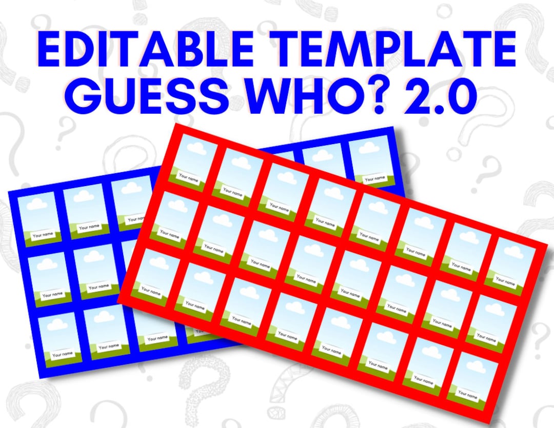 Custom Editable Guess Who 2.0 Printable Guess Who Guess Who 2.0 Sheets