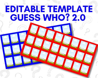 Custom Editable Guess Who 2.0 - Printable Guess Who? - Guess Who 2.0 Sheets Template - Editable Template DIY Guess Who - INSTANT Download!