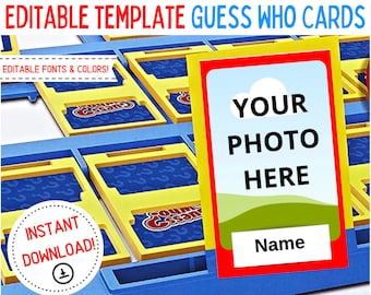 Individuell bearbeitbar Gues Who - Printable Gues Who? Bearbeitbar - Guess Who Vorlage - Bearbeitbare Vorlage DIY Guess Who - INSTANT Digital Download!