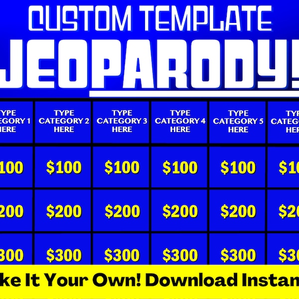 Customizable JEOPARODY, JeoParody Template, Make Your Own Jeoparody, Editable Jeoparody, Digital Party Game, Virtual Game - With Scoreboard!